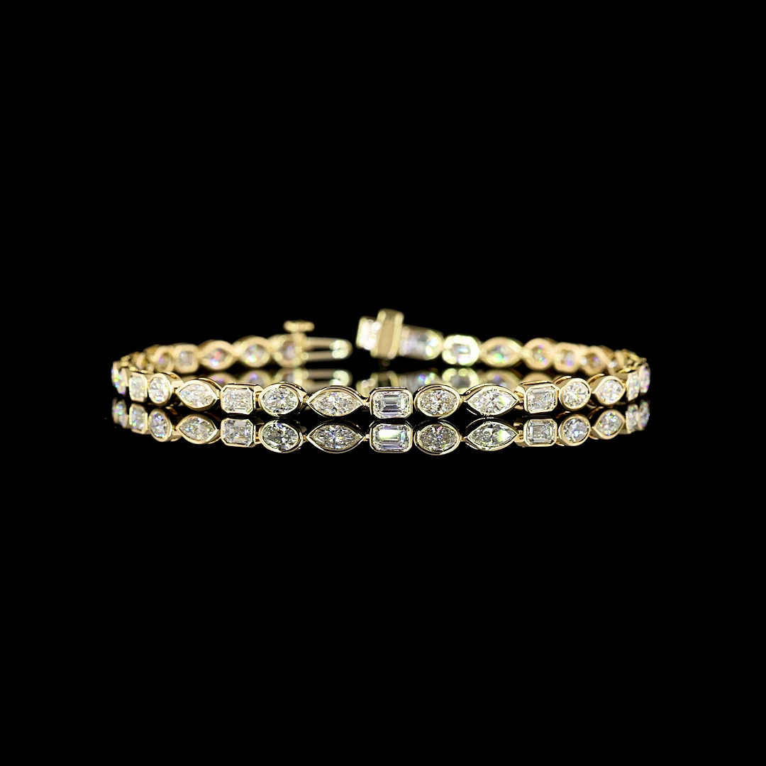 4.61 CTTW MIX E VS Lab Diamond Tennis Bracelet 7" 14k Yellow Gold