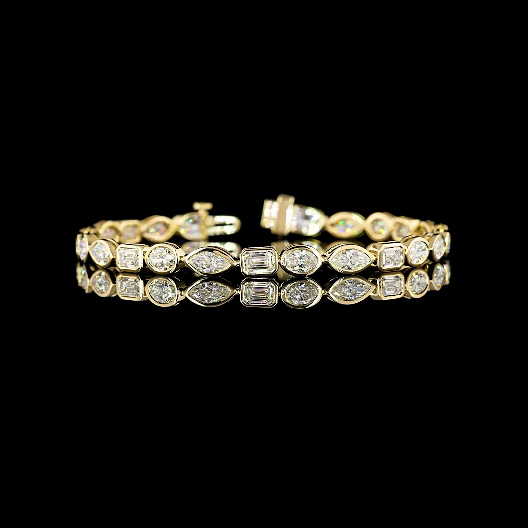 7.18 CTTW MIX E VS Lab Diamond Tennis Bracelet 7" 14k Yellow Gold