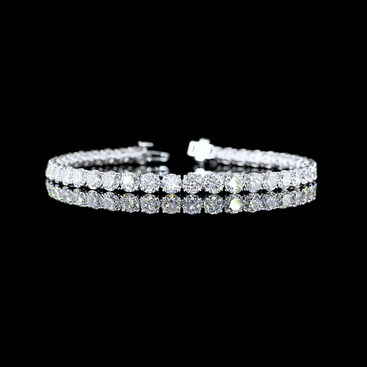 12.65 CTTW Round F VS2 Lab Diamond Tennis Bracelet 7" 14k White Gold