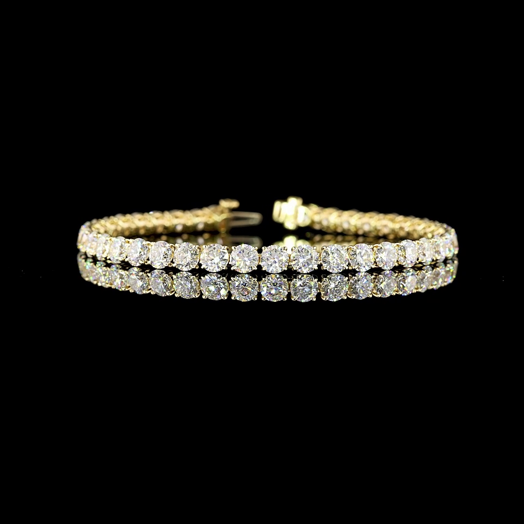 12.77 CTTW Round F VS2 Lab Diamond Tennis Bracelet 7" 14k Yellow Gold