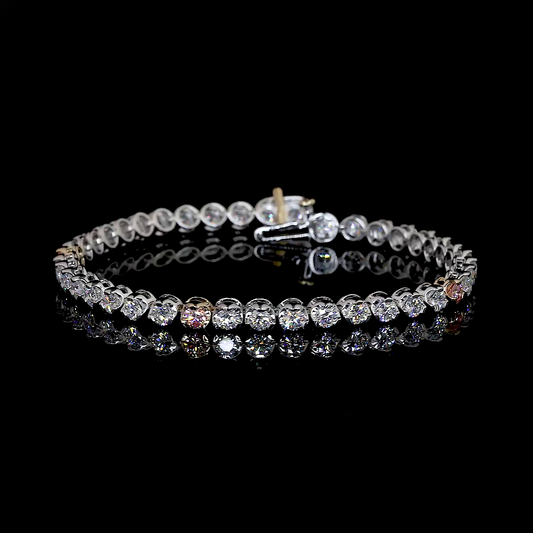 4.46 CTTW Round F VS2 Lab Diamond Tennis Bracelet 7" 14k Two Tone