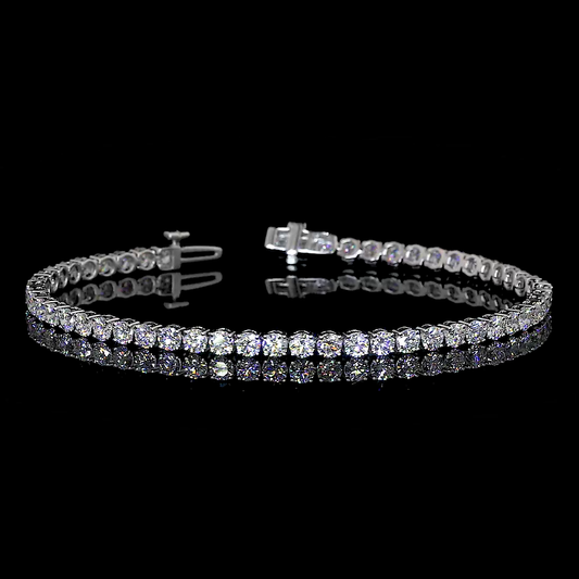 5.81 CTTW Round F/E VS2/VS Lab Diamond Tennis Bracelet 7" 14k White Gold