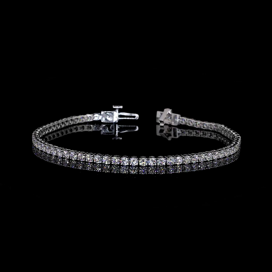 3.48 CTTW Round E VS1 Lab Diamond Tennis Bracelet 6.75" 14k White Gold