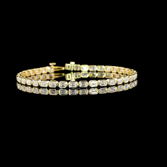 4.95 CTTW Emerald E VS1 Lab Diamond Tennis Bracelet 7" 14k Yellow Gold