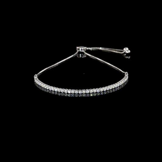 0.98 CTTW Round F VS2 Lab Diamond Tennis Bracelet 6.5" 14k White Gold