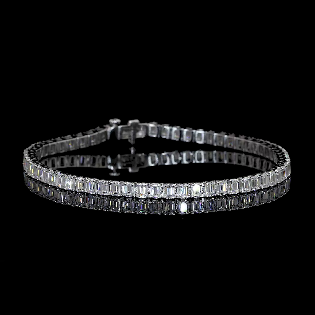 15.13 CTTW Emerald Lab Diamond Tennis Bracelet 7" 14k White Gold