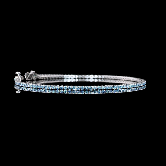 1.60 CTTW Round Fancy Vivid Blue/Fancy Blue VS2 Lab Diamond Tennis Bracelet 7" 14k White Gold