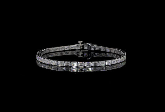 5.47 CTTW Emerald F VS2 Lab Diamond Tennis Bracelet 7" 14k White Gold