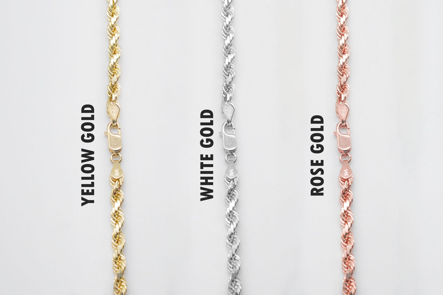 6mm Solid Gold Diamond Cut Rope Necklace Solid Gold Rope Chains