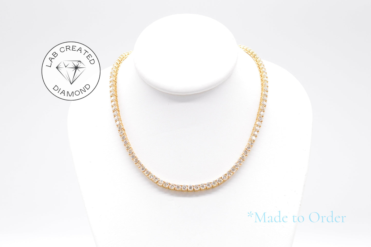 3.75mm Made to Order Lab Grown Diamond Tennis Chain Necklace 14K Made to Order Lab Tennis Chains