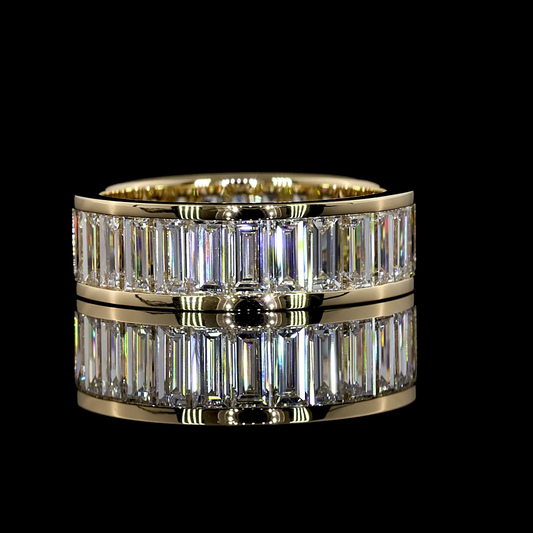 14k Yellow Gold Lab Diamond Baguette 3.94 CTTW Full Eternity Band Sz. 6 E VS1