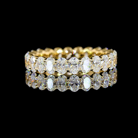 18k Yellow Gold Lab Diamond Oval 2.29 CTTW Full Eternity Band Sz. 6.50 E VS1