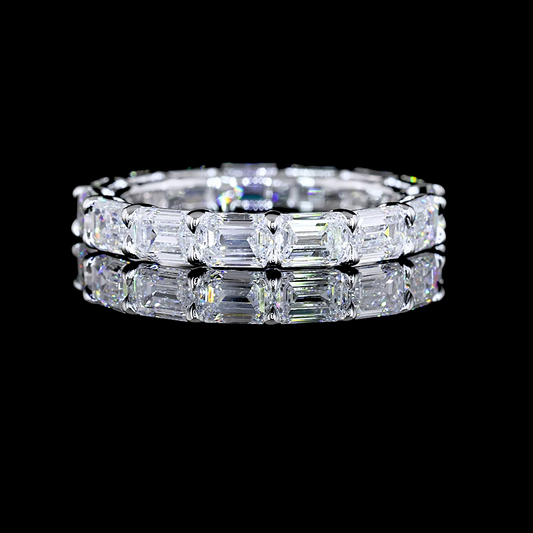 14k White Gold Lab Diamond Emerald 3.26 CTTW Full Eternity Band Sz. 4.75 F VS2