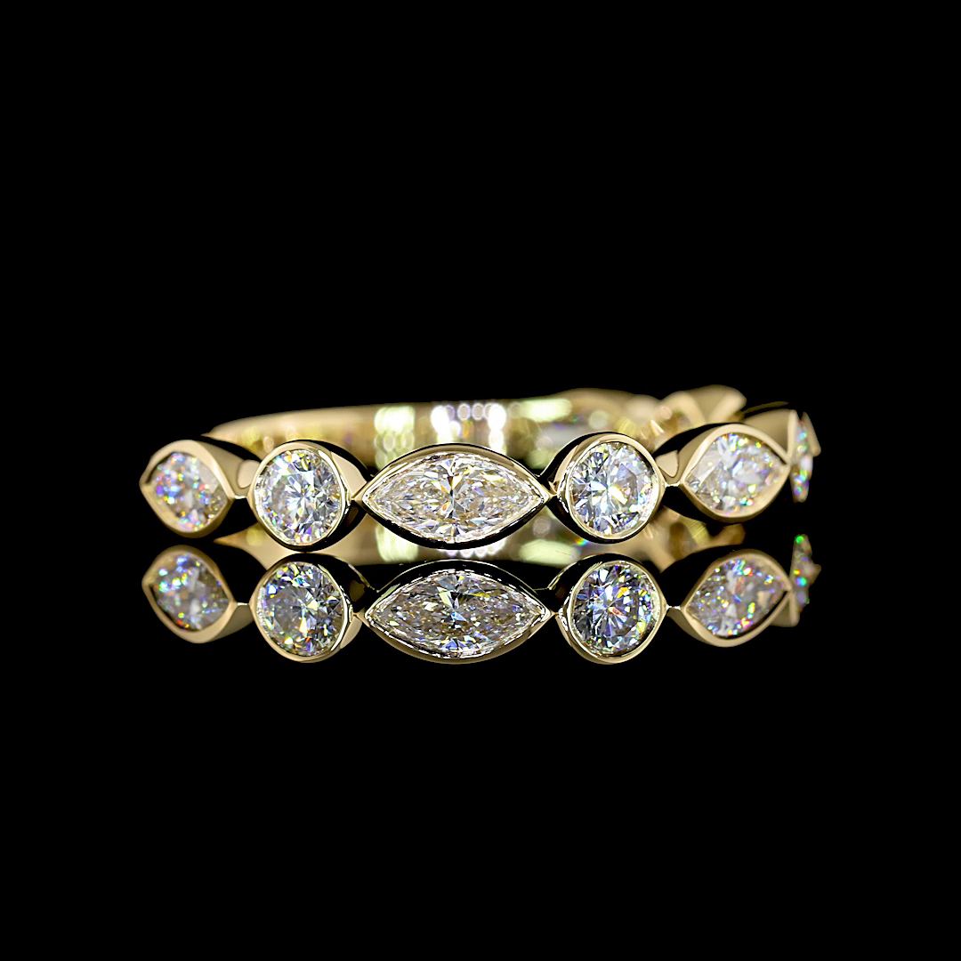 14k Yellow Gold Lab Diamond MIX 0.83 CTTW 3/4 Eternity Band Sz. 7 E VS