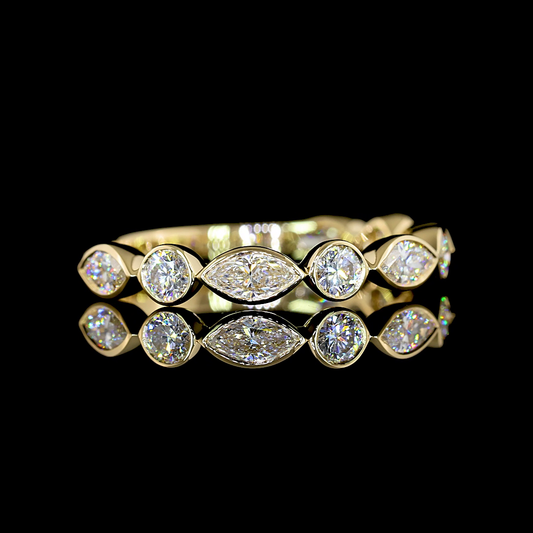 14k Yellow Gold Lab Diamond MIX 0.83 CTTW 3/4 Eternity Band Sz. 7 E VS