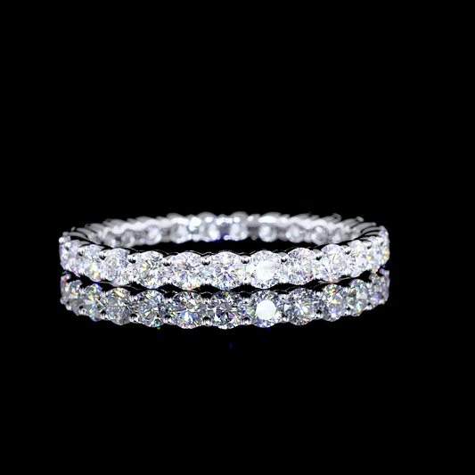 14k White Gold Lab Diamond Round 1.29 CTTW Full Eternity Band Sz. 7 E VS