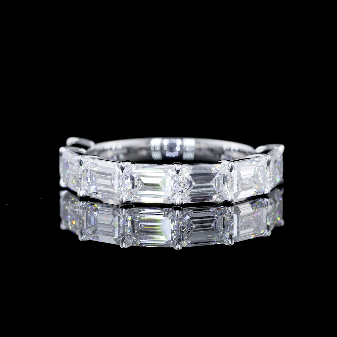 14k White Gold Lab Diamond Emerald Approx. 3.07 CTTW Half Eternity Eternity Band Sz. 6 E VS1/VS2