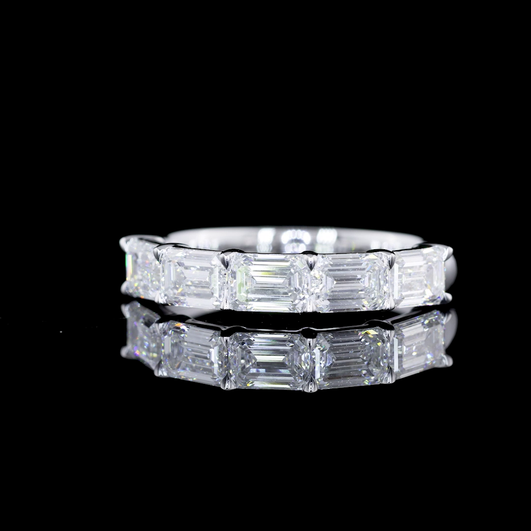 1.84 CTTW Emerald F VVS2 Lab Diamond 5 Stones Eternity Band Sz. 5.75 14k White Gold