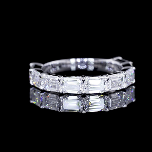 14k White Gold Lab Diamond Emerald Approx. 2.85 CTTW Half Eternity Eternity Band Sz. 6 E/F VS1/VVS2