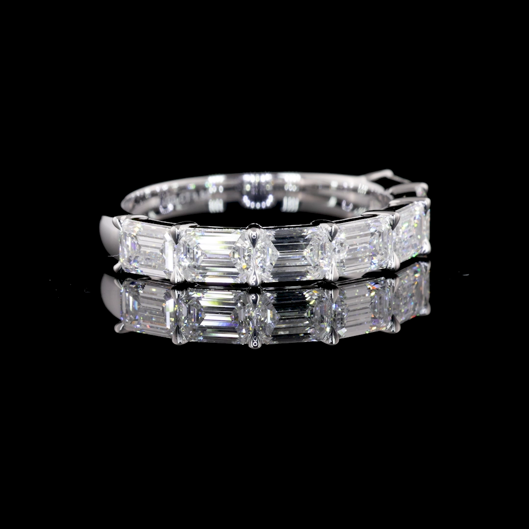 14k White Gold Lab Diamond Emerald Approx. 1.96 CTTW Half Eternity Eternity Band Sz. 6.50 D/E/F VS1/VVS2