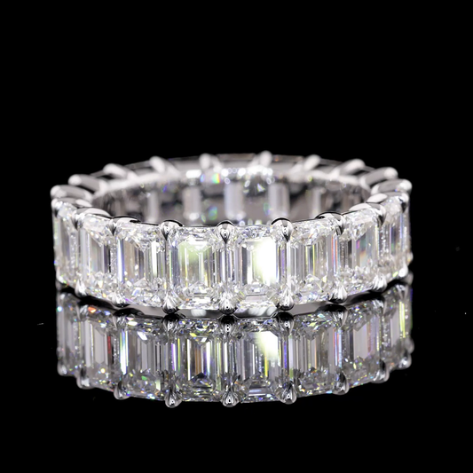 3.82 CTTW Emerald E VS1 Lab Diamond 3/4 Eternity Band Sz. 6.5 14k White Gold