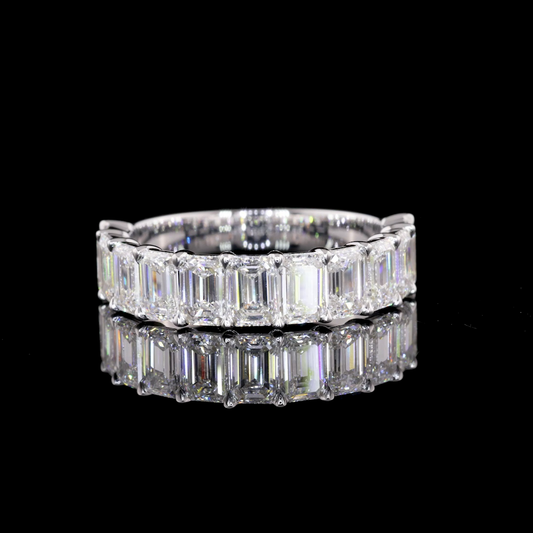 14k White Gold Lab Diamond Emerald 1.97 CTTW Half Eternity Eternity Band Sz. 6.5 E VS1