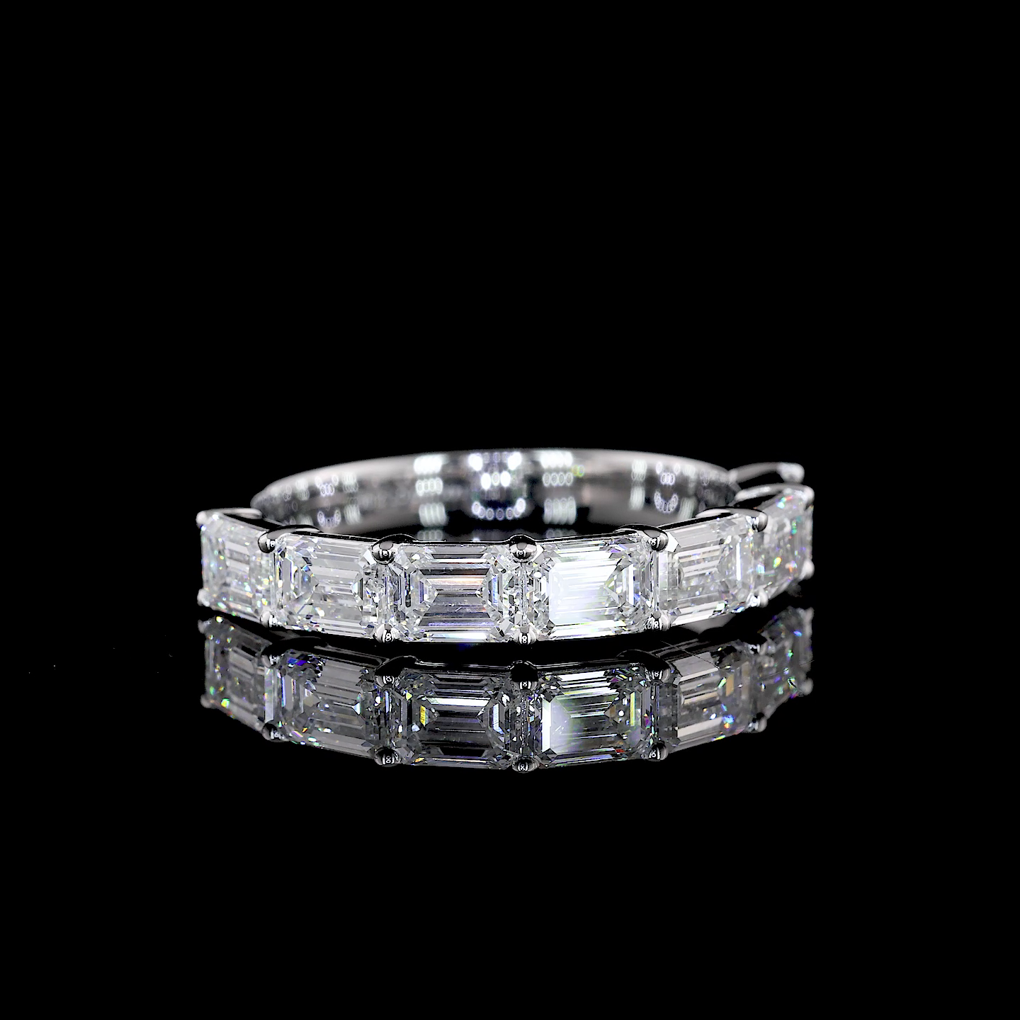 14k White Gold Lab Diamond Emerald 1.97 CTTW Half Eternity Eternity Band Sz. 7 F VS1