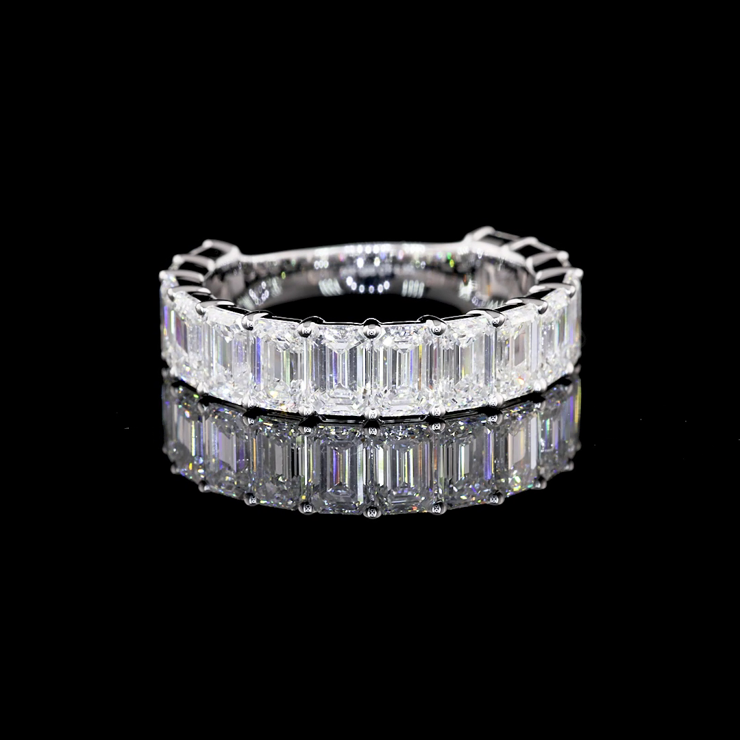 2.05 CTTW Emerald E VVS2 Lab Diamond 3/4 Eternity Band Sz. 6.5 14k White Gold