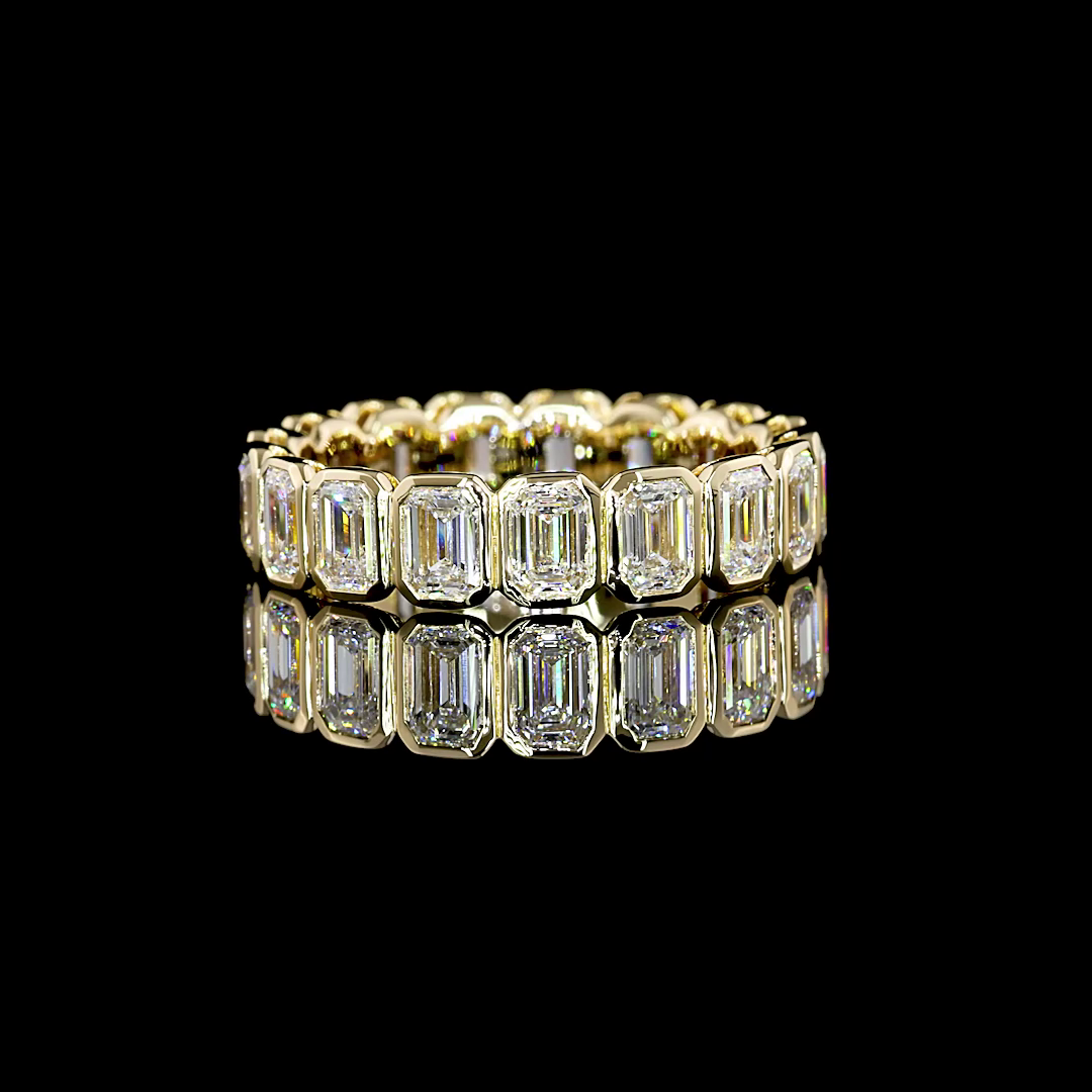 2.89 CTTW Emerald D VS1 Lab Diamond Full Sz. 6.5 14k Yellow Gold