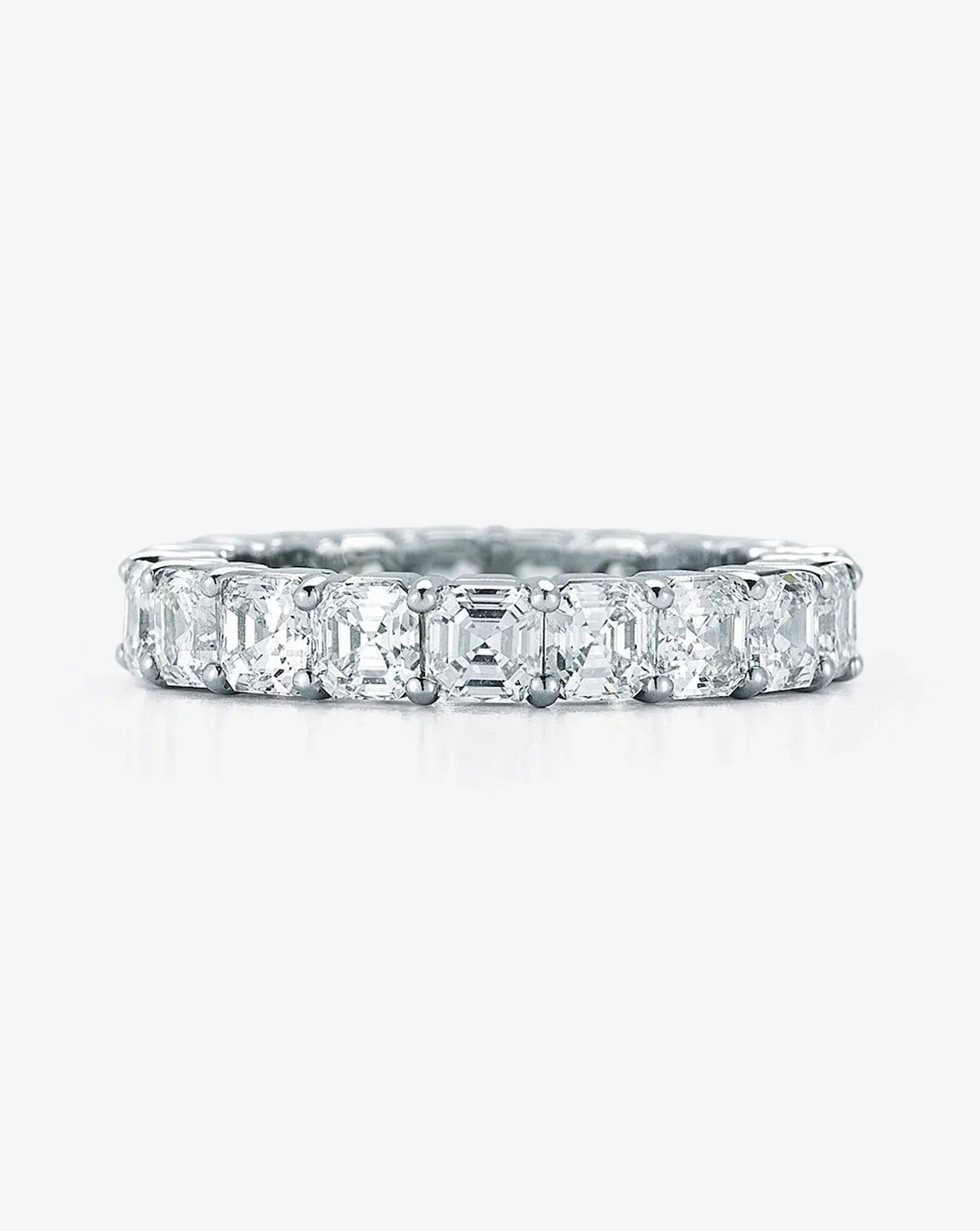 Platinum Lab Diamond Asscher 13.45 CTTW Full Eternity Band Sz. 7 F VS2