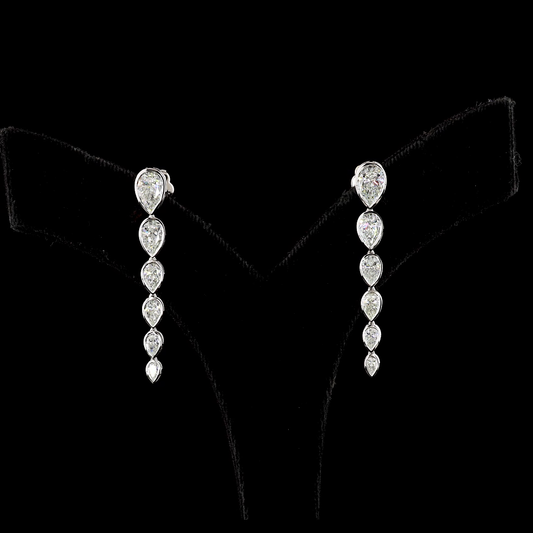 2.88 CTTW Pear D VVS2 Lab Diamond Hanging Earring 14k White Gold