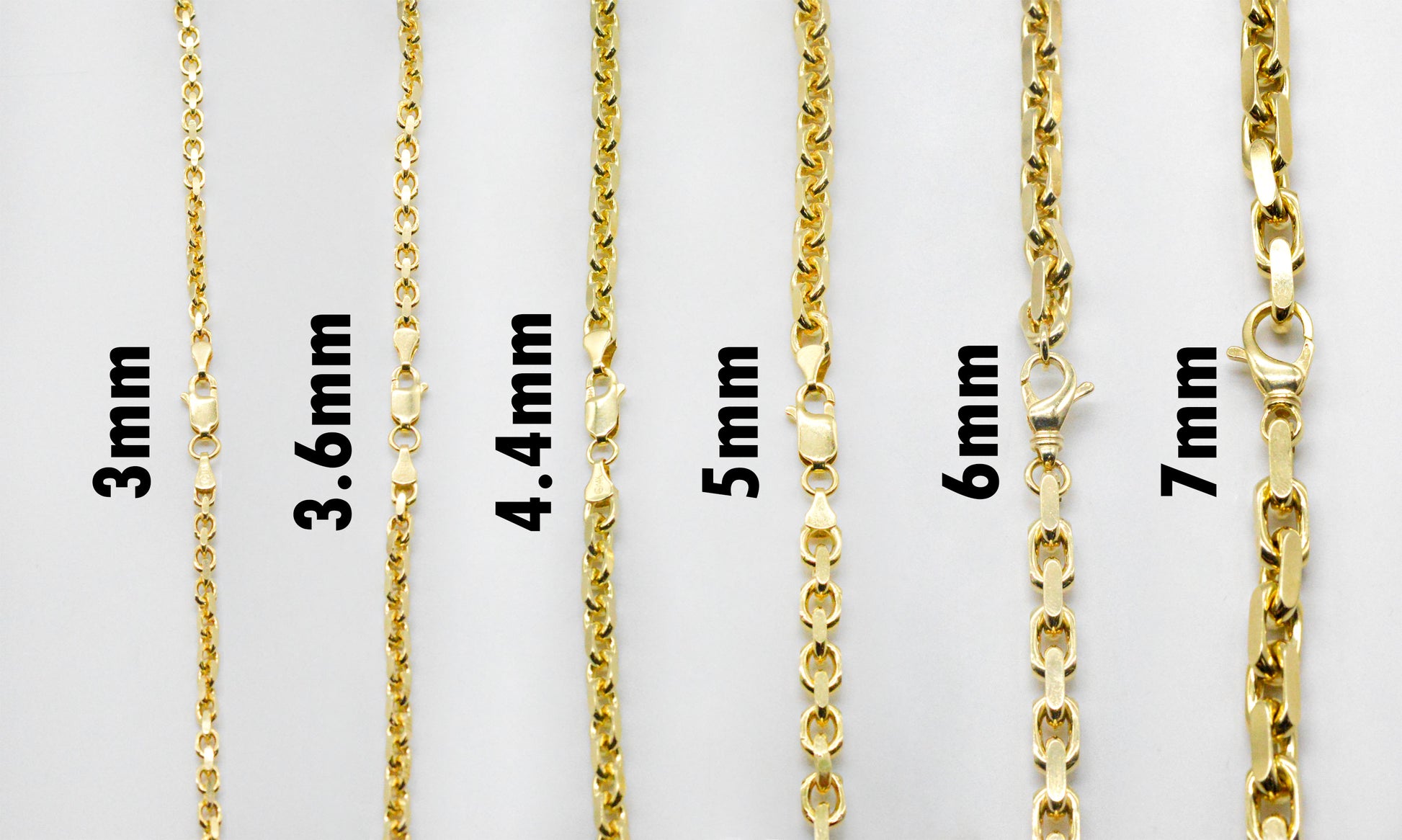 7mm Solid Gold Cable Link Necklace Solid Gold Cable Style Chains