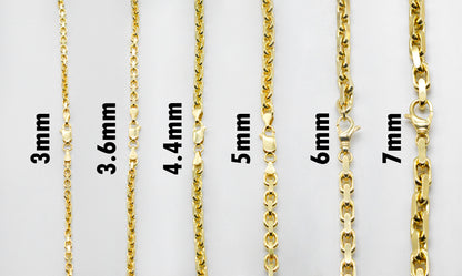 7mm Solid Gold Cable Link Necklace Solid Gold Cable Style Chains
