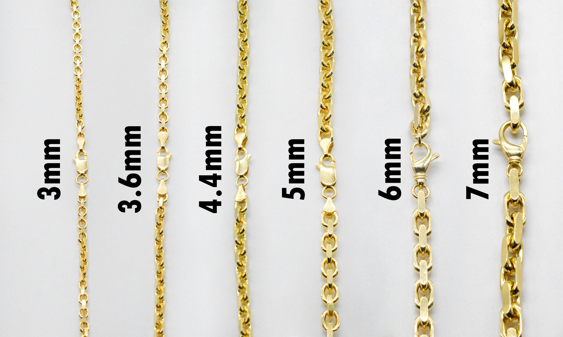 3mm Solid Gold Cable Link Necklace Solid Gold Cable Style Chains