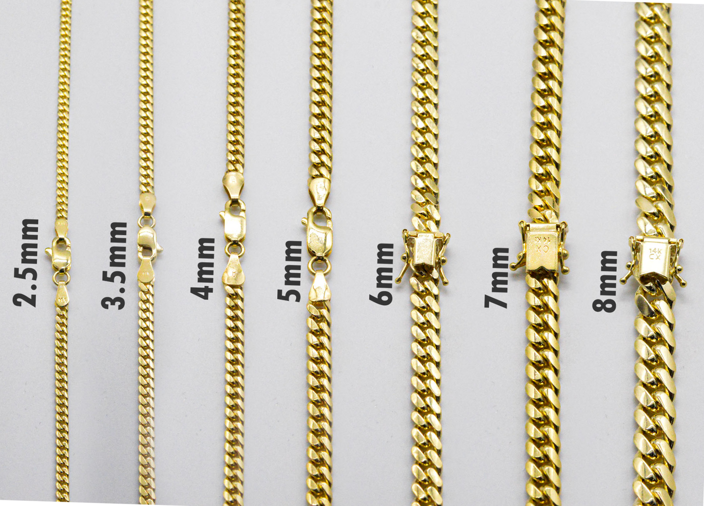 7mm Solid Gold Miami Cuban Chains Solid Gold Cuban Chains