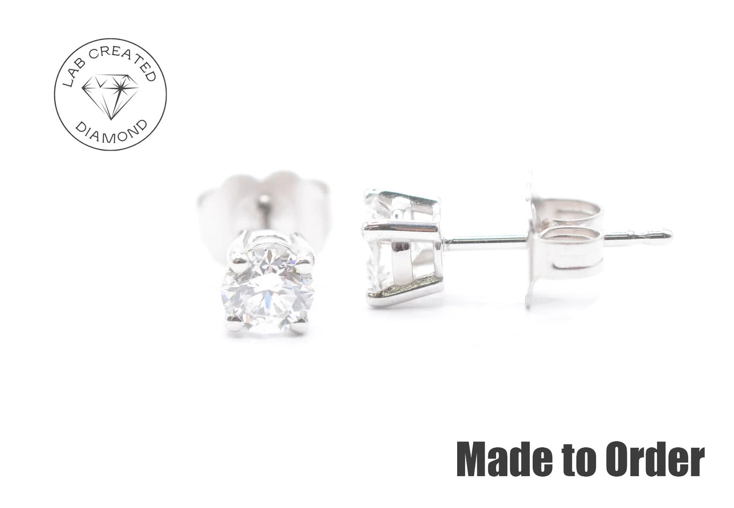 0.5 CTTW Made to Order Lab Created Diamond Stud Earrings Lab Diamond Studs