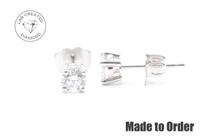 0.5 CTTW Made to Order Lab Created Diamond Stud Earrings Lab Diamond Studs