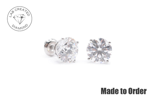 4 CTTW Made to Order Lab Created Diamond Stud Earrings Lab Diamond Studs