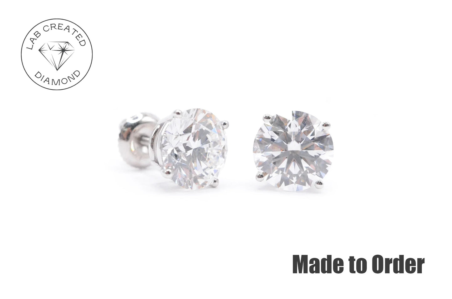 6 CTTW Made to Order Lab Created Diamond Stud Earrings Lab Diamond Studs