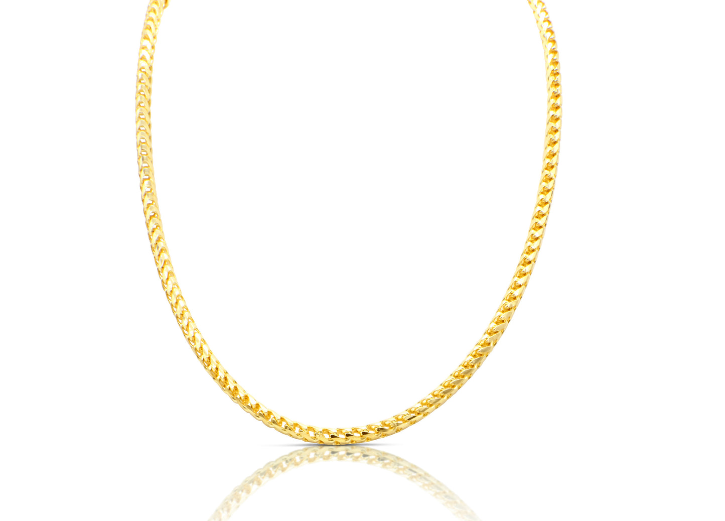 3.9mm Solid Gold Rounded Diamond Cut Franco Chain