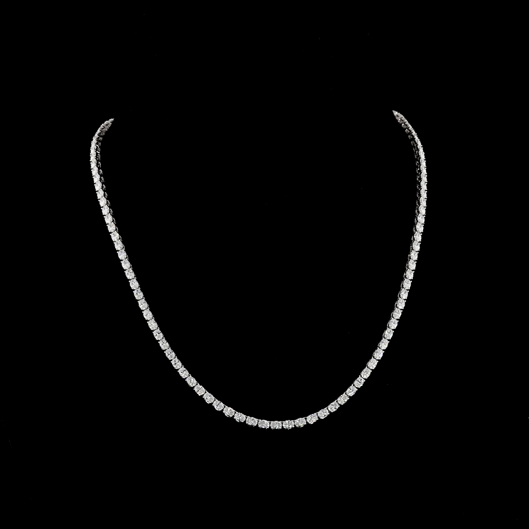 10.04 CTTW Oval F VS2 Lab Diamond Tennis Necklace 16.5" 14k White Gold