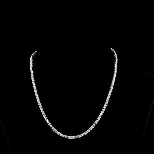 14.11 CTTW Round E VS Lab Diamond Tennis Necklace 17" 14k White Gold