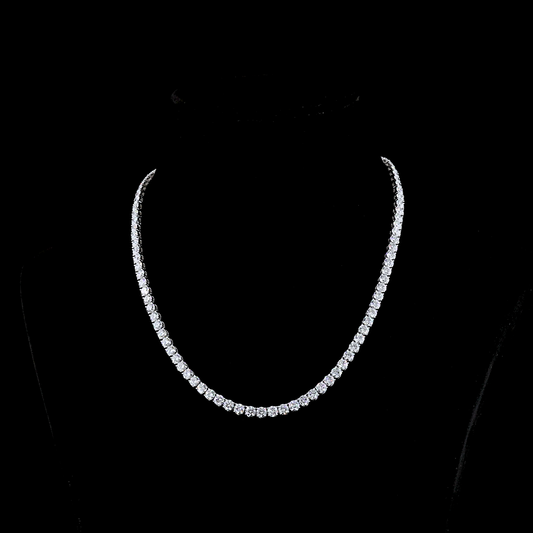 41.47 CTTW Round E VS Lab Diamonds Tennis Necklace 16.5" 14k White Gold