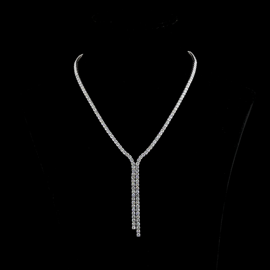 16.86 CTTW Round E VS Lab Diamond Tennis Necklace 16.5" 14k White Gold