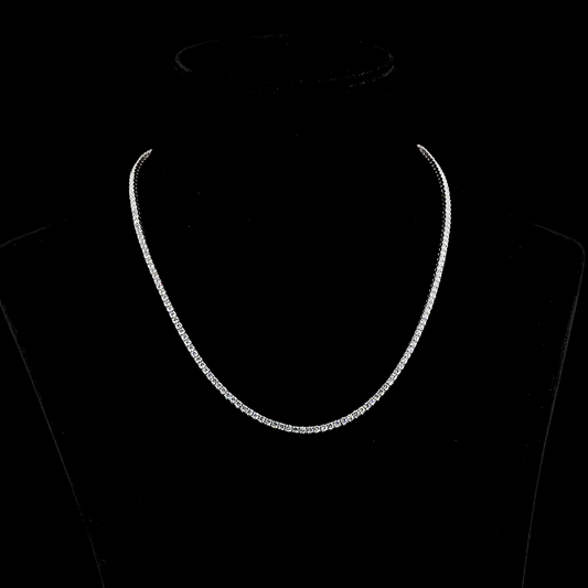 7.27 CTTW Round F VS2 Lab Diamond Tennis Necklace 16.5" 14k White Gold