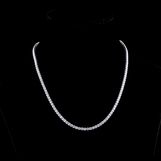 14k White Gold Lab Diamond Round 12.22 CTTW Tennis Necklace 16.5" E VS