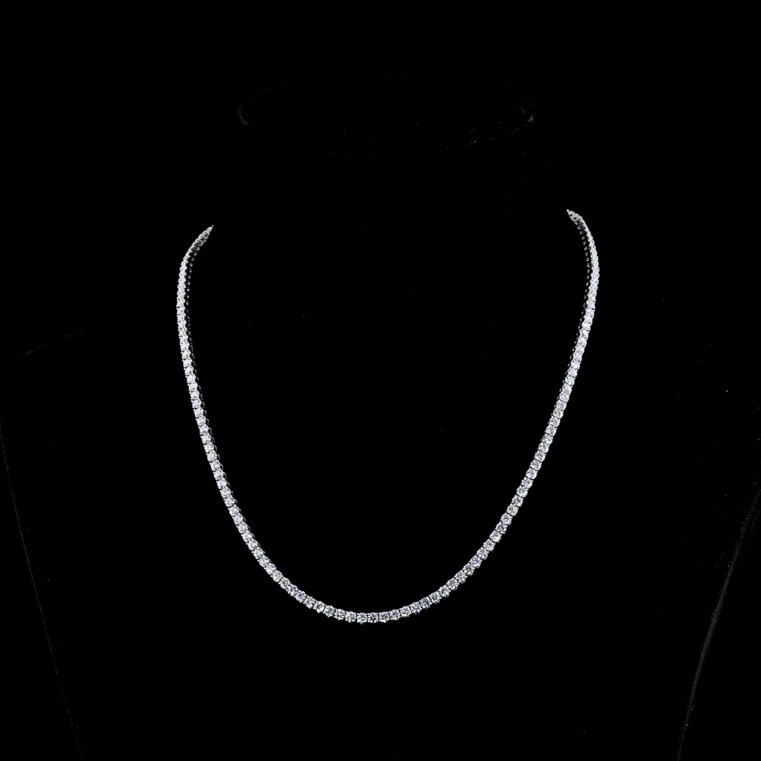 10.06 CTTW Round E VS Lab Diamond Tennis Necklace 16.5" 14k White Gold