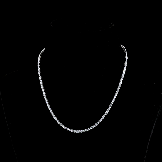 14k White Gold Lab Diamond Round 10.06 CTTW Tennis Necklace 16.5" E VS