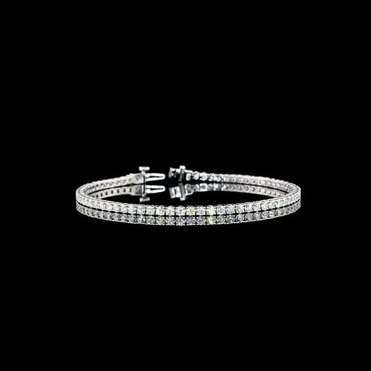 14k White Gold Lab Diamond Round 2.98 CTTW Tennis Bracelet 7" F VS2