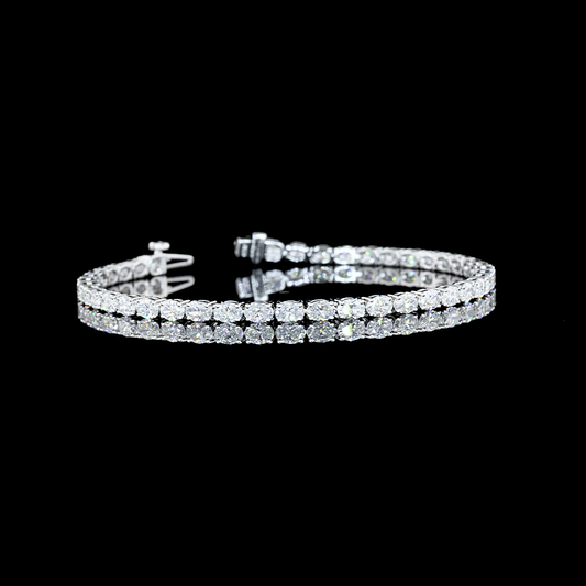 5.10 CTTW Oval F/D/E VS1/VVS2/VS2/VS Lab Diamond Tennis Bracelet 6.5" 14k White Gold